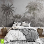 Fototapeta na wymiar - Palmy, dżungla do sypialni i salonu – nowoczesna, szara