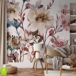 Fototapeta na wymiar - Kwiaty Boho do sypialni i salonu - nowoczesna pastelowa akwarela