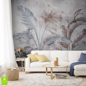 Fototapeta na wymiar – Nowoczesne kwiaty, szary beton, styl loft i boho do salonu i sypialni