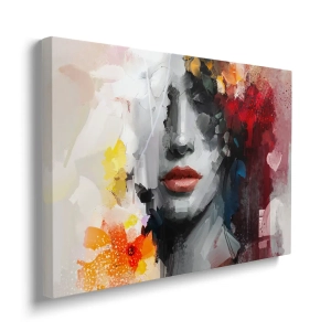 Obraz na płótnie - Portret Kobiety – Kolorowa Abstrakcja