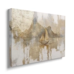 Obraz na płótnie -  Złota Żaglówka – Artystyczna dekoracja do salonu i sypialni