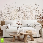 Fototapeta na wymiar - Polne Trawy i Zioła – Naturalna dekoracja do salonu, styl boho i rustykalny, beżowa łąka na pastelowym tle, przytulna sypialnia