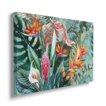 Obraz na płótnie - Egzotyczny ogród – Kolorowa dżungla do salonu, styl tropikalny i nowoczesny