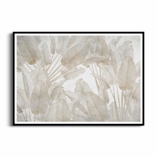 plakat-czarna-ramka-przod-bezowe-liscie-bananowca.webp