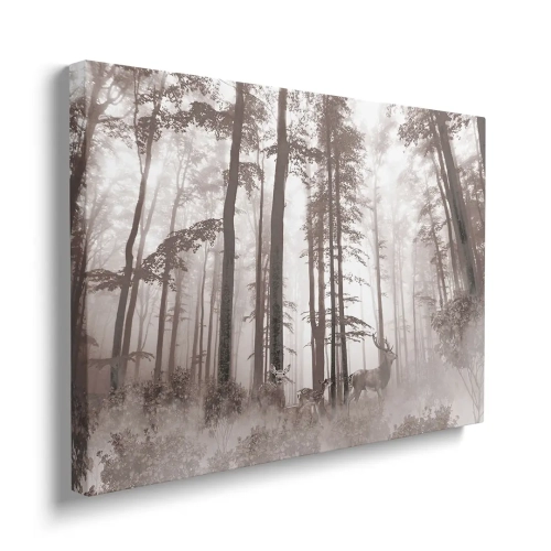 Obraz-poziom-bok-zamglony-las-z -jeleniami_web.webp