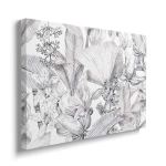 Obraz na płótnie - Egzotyczny Szkic Roślinny – Nowoczesna dekoracja do sypialni