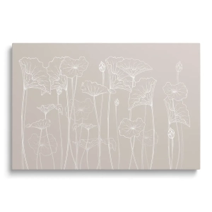 Obraz na szkle - Liście lotosu - beżowa, nowoczesna dekoracja do salonu i sypialni