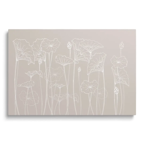 Obraz-na-szkle-poziom-liscie-lotosu-bezowa-nowoczesna-dekoracja-do-salonu-i-sypialni_web.webp