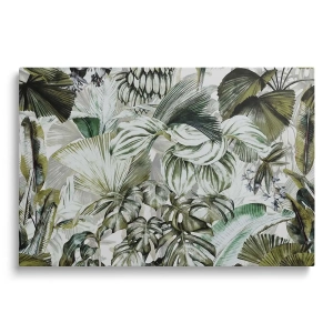 Obraz na szkle - Nowoczesny, botaniczny wzór z liści i kwiatów w zgaszonej zieleni