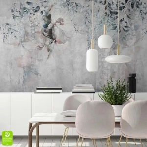 Fototapeta na Wymiar – Kwiaty w Stylu Nowoczesnym na Betonowym Tle – Elegancki Motyw Roślinny do Salonu, Sypialni lub Biura