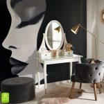 Fototapeta na wymiar – Minimalistyczny portret kobiety, styl nowoczesny i glamour, czarno-biały mural do salonu, elegancka dekoracja ścienna