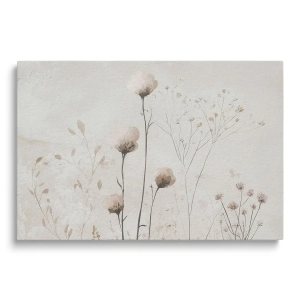 Obraz na szkle - Polne Kwiaty – Beżowa Tekstura do Sypialni lub Salonu