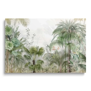 Obraz na szkle - Zielona, egzotyczna dżungla do salonu, liście palmy