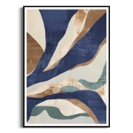 Plakat - Abstrakcja - Fale Granatowo - Beżowe - Styl Boho, Loft do Salonu i Sypialni