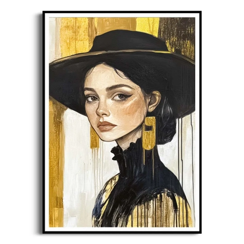 Plakat-rama-czarna-zlota-elegancja-portret-kobiety-w-czarnym-kapeluszu_web.webp