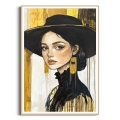 Plakat-rama-drewniana-zlota-elegancja-portret-kobiety-w-czarnym-kapeluszu_web.webp