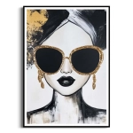 Plakat - Złota Ikona – Nowoczesny portret kobiety w okularach