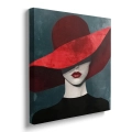 Obraz-na-plotnie-kwadrat-bok-kobieta-w-czerwonym-kapeluszu_web.webp