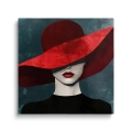 Obraz-na-plotnie-kwadrat-kobieta-w-czerwonym-kapeluszu_web.webp