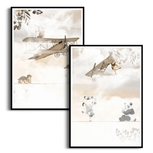 Zestaw 2 plakatów -  Zwierzęta bawiące się na linie