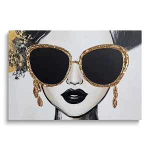 Obraz na szkle - Złota Ikona – Nowoczesny portret kobiety w okularach