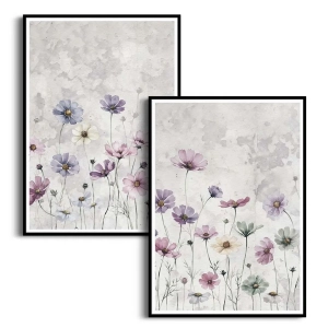 Zestaw 2 plakatów - Polne Kwiaty na Betonie