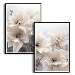 Zestaw 2 plakatów - Kwiaty w kolorze kremowo-brązowym