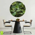 Fototapeta-okragla-gesta-dzungla-zielone-liscie-palmy-3D-wnetrze1.webp