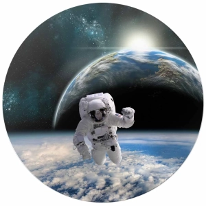 Fototapeta okrągła - Kosmos astronauta do sypialni pokoju dziecka i nastolatka na wymiar 3D niebieska, styl nowoczesny
