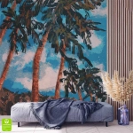 Fototapeta do Salonu Palmy – Egzotyczny Pejzaż na wymiar, do Sypialni, Styl Nowoczesny i Boho, Niebieska i Brązowa