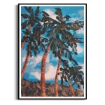 Plakat - Palmy – Egzotyczny Pejzaż do Sypialni, Styl Nowoczesny i Boho, Niebieski i Brązowy