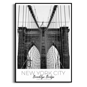 Plakat - New York Brooklyn Bridge - Do Salonu, Sypialni, Biura, Czarno-biały,  Styl Skandynawski i Nowoczesny