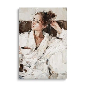 Obraz na szkle Dziewczyna z filiżanką kawy