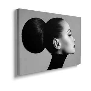 Obraz na płótnie - Kobieta – Portret Kobiety, Profil, Elegancka Dekoracja do Salonu, Styl Nowoczesny i Glamour, Czarno-Biała