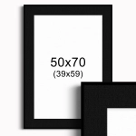 Ramka czarna z passe-partout 50x70 cm, Czarne Passe-partout Biały środek 50x70 cm (39x59)