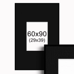 Ramka czarna z passe-partout 60x90 cm, Czarne Passe-partout Biały środek 60x90 cm (29x39)