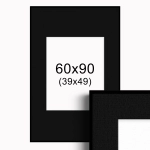 Ramka czarna z passe-partout 60x90 cm, Czarne Passe-partout Biały środek 60x90 cm (39x49)