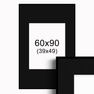 Ramka czarna z passe-partout 60x90 cm, Czarne Passe-partout Biały środek 60x90 cm (39x49)