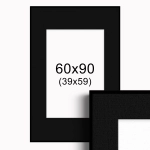 Ramka czarna z passe-partout 60x90 cm, Czarne Passe-partout Biały środek 60x90 cm (39x59)