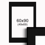 Ramka czarna z passe-partout 60x90 cm, Czarne Passe-partout Biały środek 60x90 cm (49x69)