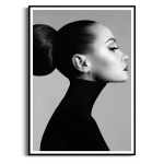 Plakat - Kobieta – Portret Kobiety, Profil, Elegancka Dekoracja do Salonu, Styl Nowoczesny i Glamour Czarno-Biały