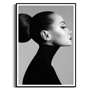Plakat - Kobieta – Portret Kobiety, Profil, Elegancka Dekoracja do Salonu, Styl Nowoczesny i Glamour Czarno-Biały