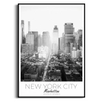 Plakat - Nowy Jork Manhattan – czarno biały obraz na ścianę, panorama miasta, plakat do sypialni i salonu, nowoczesny styl loft i skandynawski, szara dekoracja