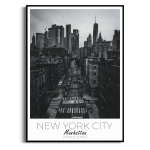 Plakat - Manhattan Nowy Jork czarno biały – minimalistyczny obraz na ścianę do salonu, sypialni i biura, elegancka dekoracja miejska