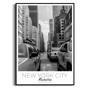 Plakat - New York City Manhattan – czarno biały obraz na ścianę, fotografia miasta, plakat do sypialni, styl loft i skandynawski, minimalistyczna dekoracja do salonu