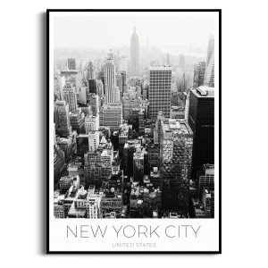 Plakat - Nowy Jork City – czarno biały obraz na ścianę, panorama miasta, plakat do sypialni i biura, styl loft nowoczesny, minimalistyczna dekoracja do salonu