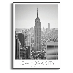 Plakat - Nowy Jork Empire State Building – czarno biały obraz na ścianę, panorama miasta, plakat do sypialni i biura, styl loft nowoczesny, minimalistyczny do salonu