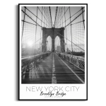 Plakat - Nowy Jork Brooklyn Bridge – czarno biały obraz mostu, dekoracja do salonu, sypialni i biura, styl minimalistyczny