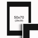 Ramka Biała z passe-partout 50x70 cm - Czarne Passe-partout Biały środek 50x70 cm (29x39)