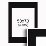 Ramka Biała z passe-partout 50x70 cm - Czarne Passe-partout Biały środek 50x70 cm (39x49)